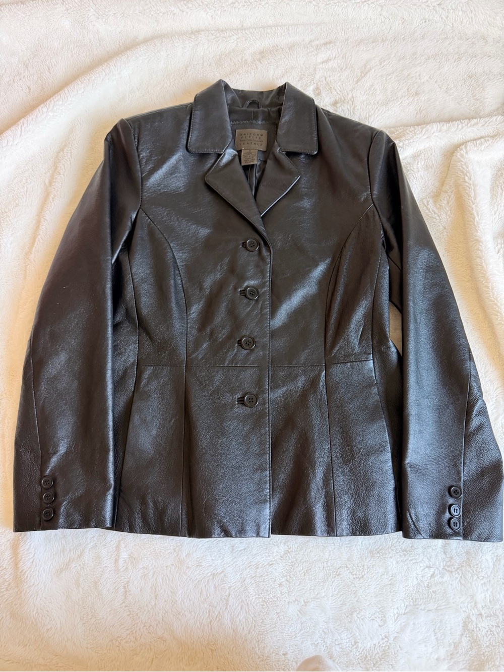 JohnPaulRichard Black Leather Button-Front Women's Jacket